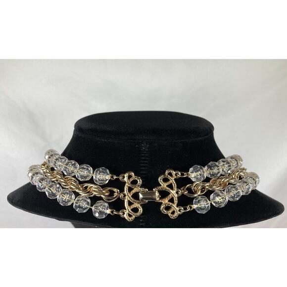 Vintage 1976 SARAH COVENTRY Golden Ice 3 Strand Necklace Lucite Bubble Beads - Picture 3 of 13